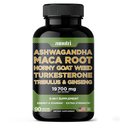 Zunutri® Ashwagandha, Maca Root, Horny Goat Weed, Turkesterone, Tribulus & Ginseng