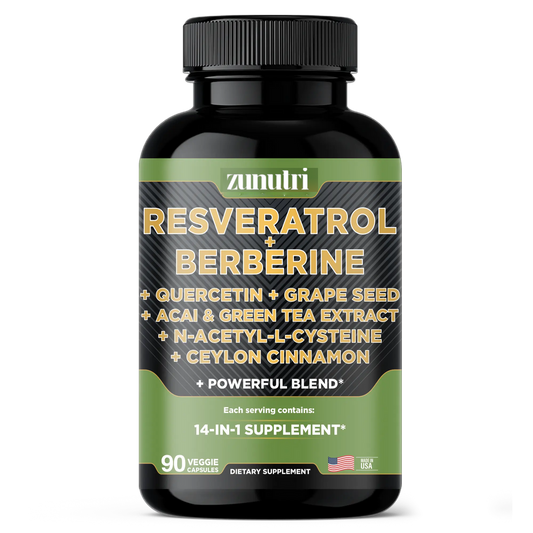 Zunutri® Resveratrol 14-in-1 with Berberine, Quercetin, Grape Seed and More